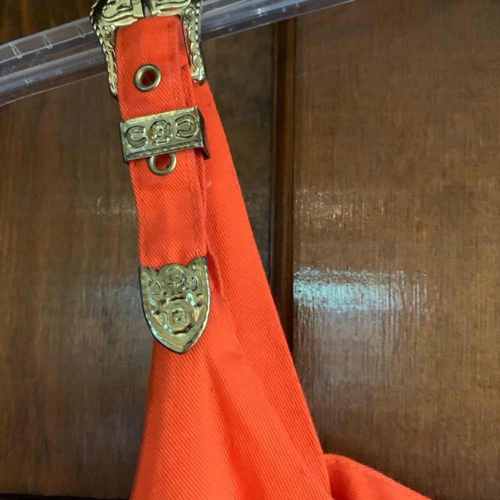 Vintage orange dress with buckles - Picture 4 of 5